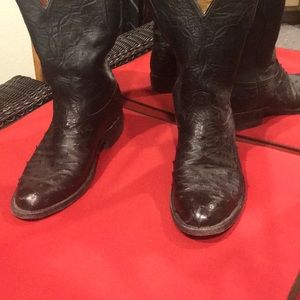 Ostrich leather boots